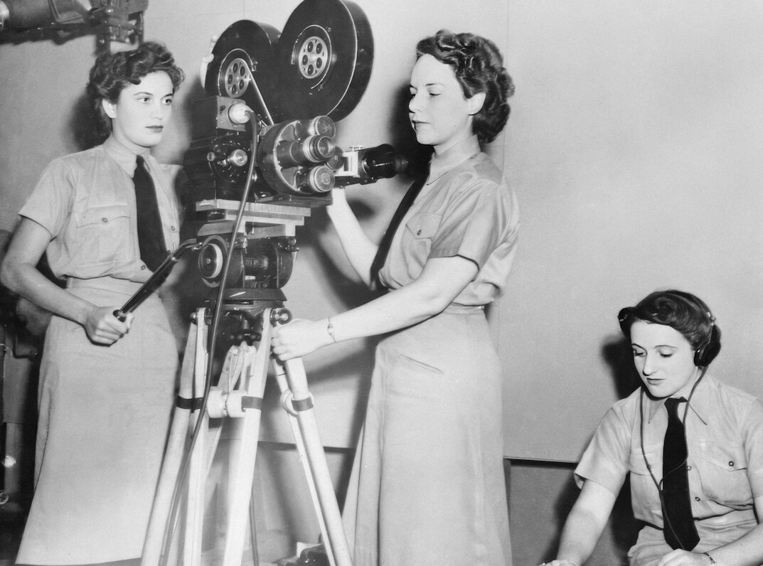 actress on old tv set